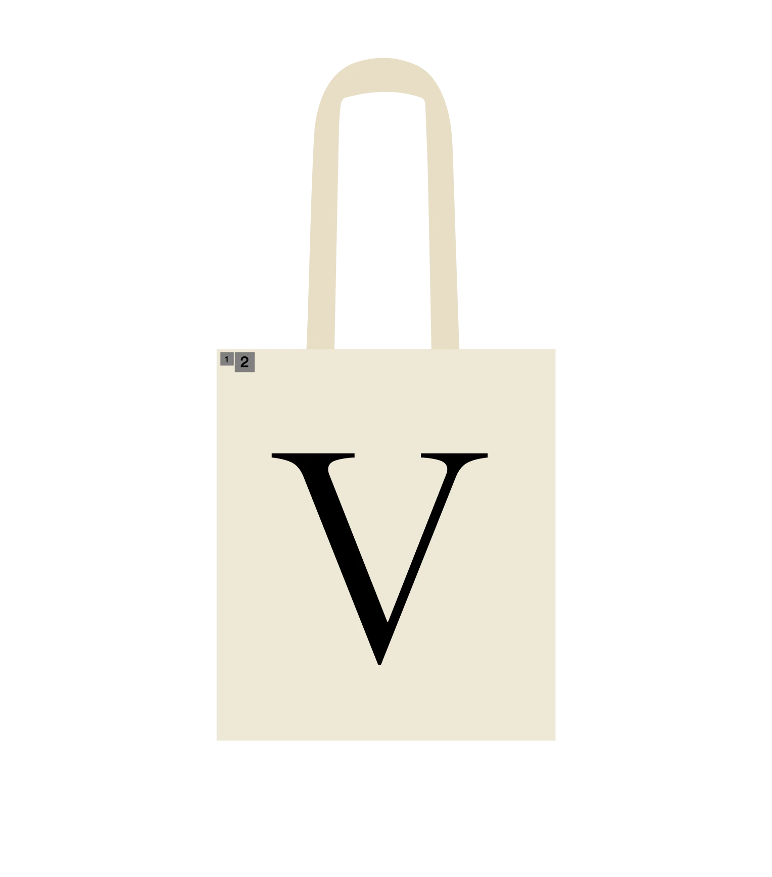 Sac fourre-tout écru au grand « V » sérif noir
