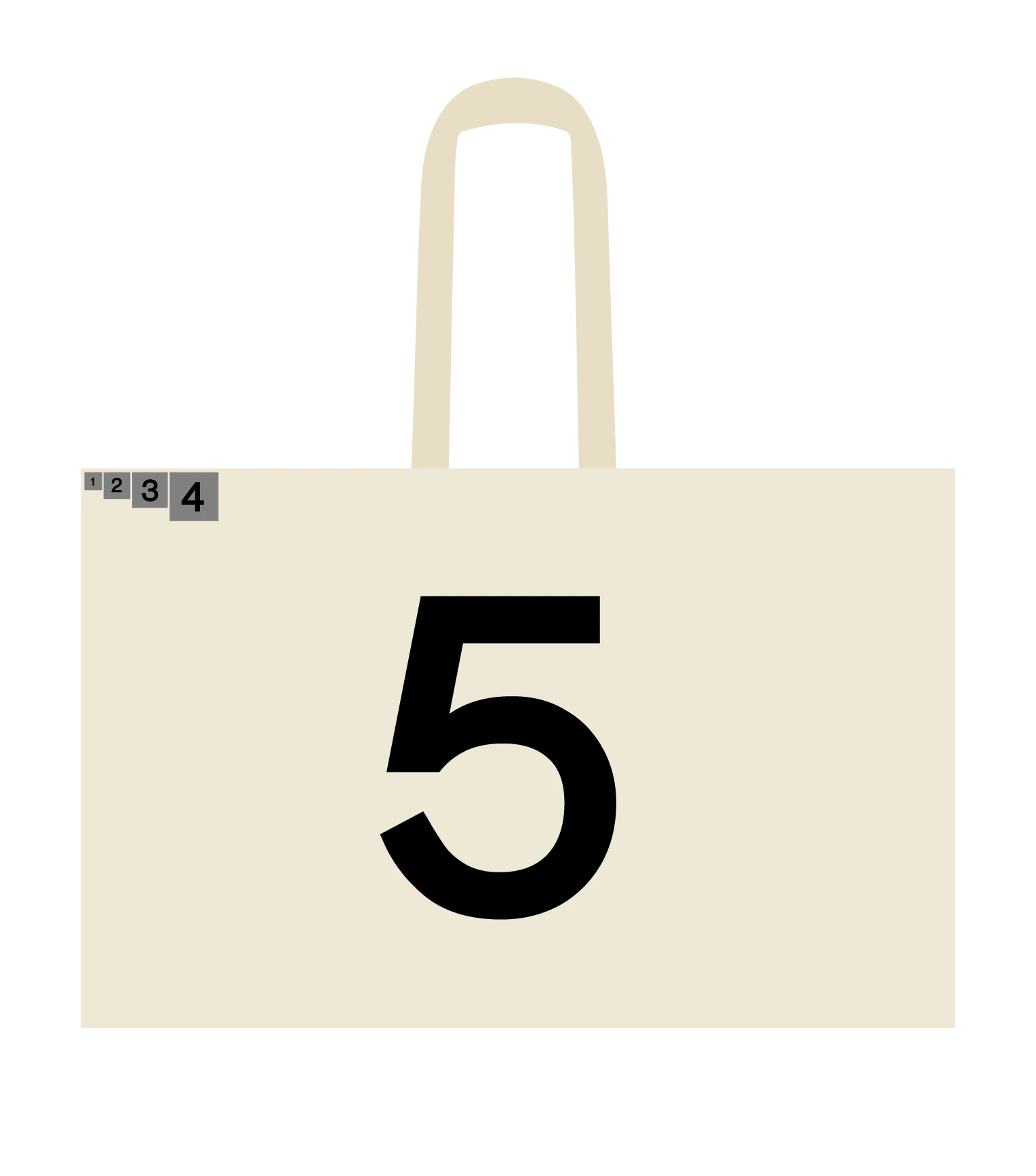 Sac fourre-tout écru au grand chiffre « 5 » noir