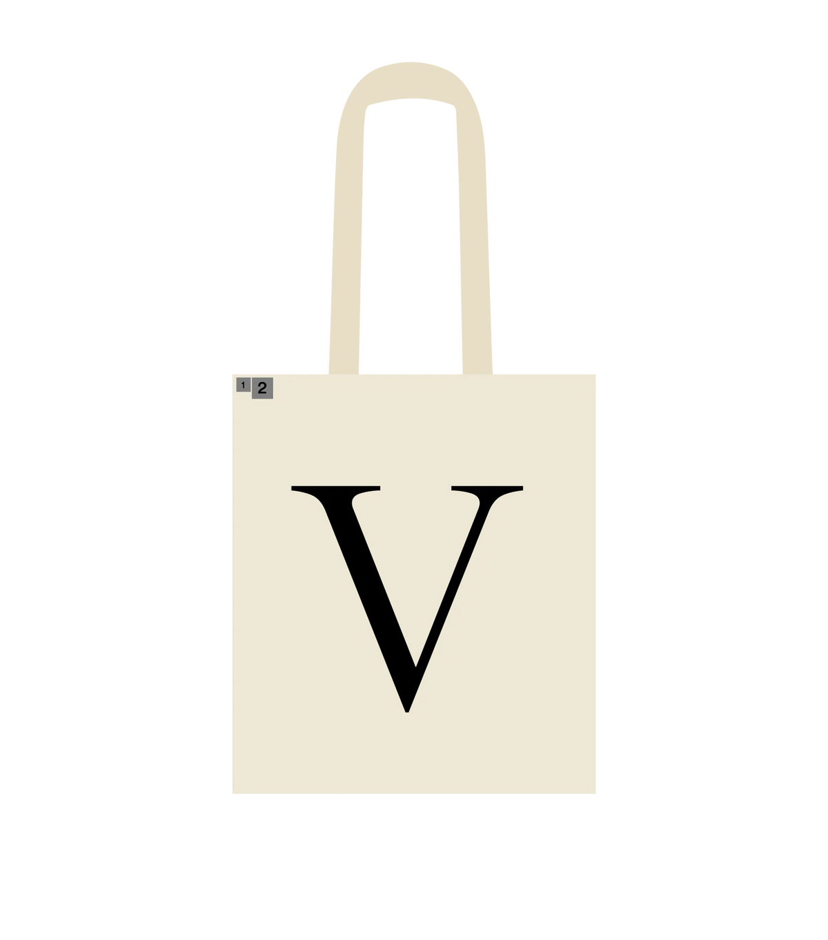 Sac fourre-tout écru au grand « V » sérif noir