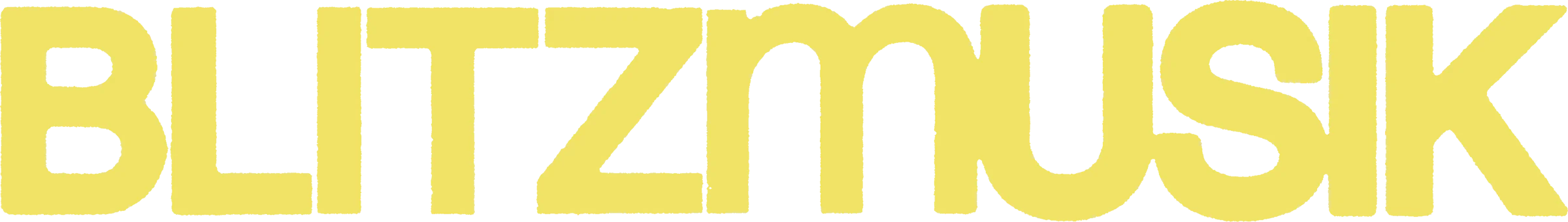 Blitzmusik — wordmark jaune en lettrage condensé sur fond clair