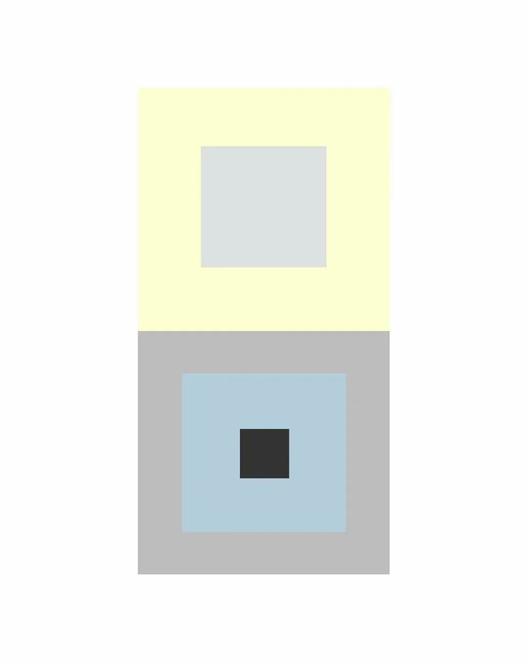 at-at — composition graphique de carrés imbriqués beige, gris et bleu sur fond clair