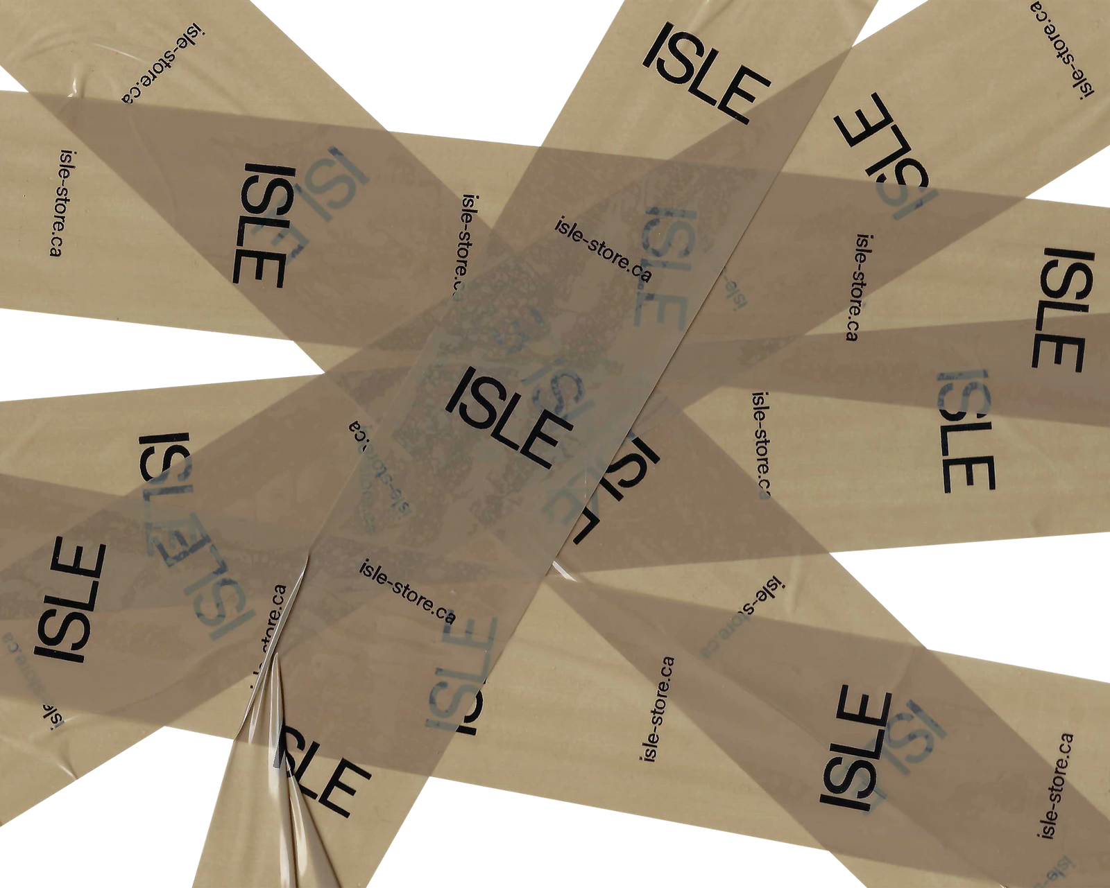 ISLE — papiers kraft imprimés « ISLE » disposés en étoile, variante teintée