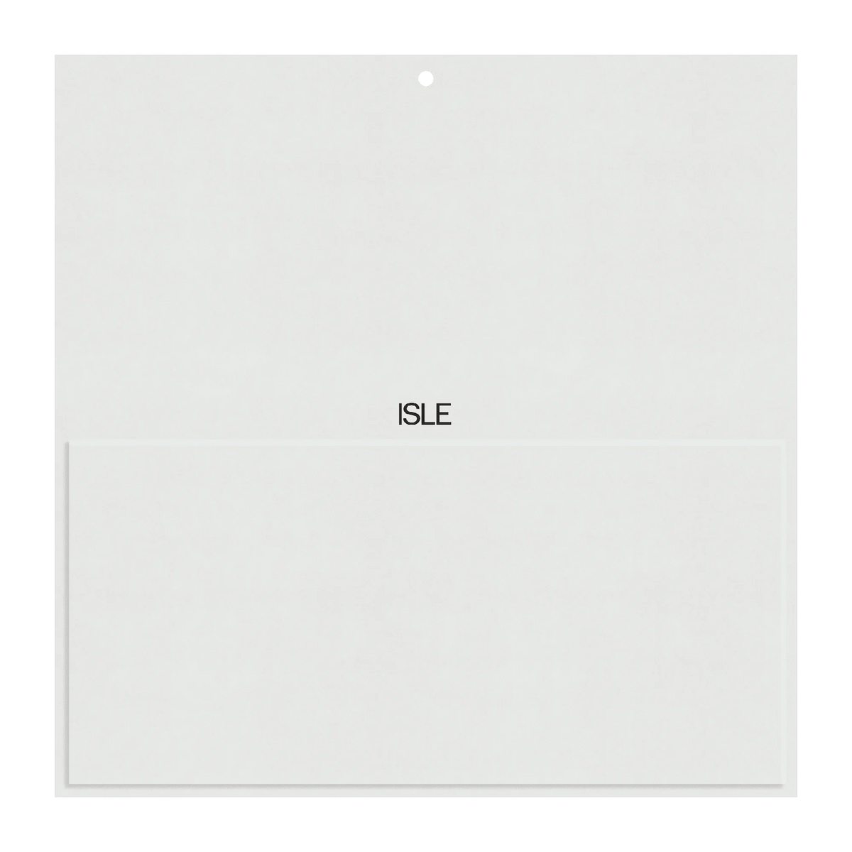 ISLE — page web épurée avec wordmark « ISLE » centré et croix verte en haut