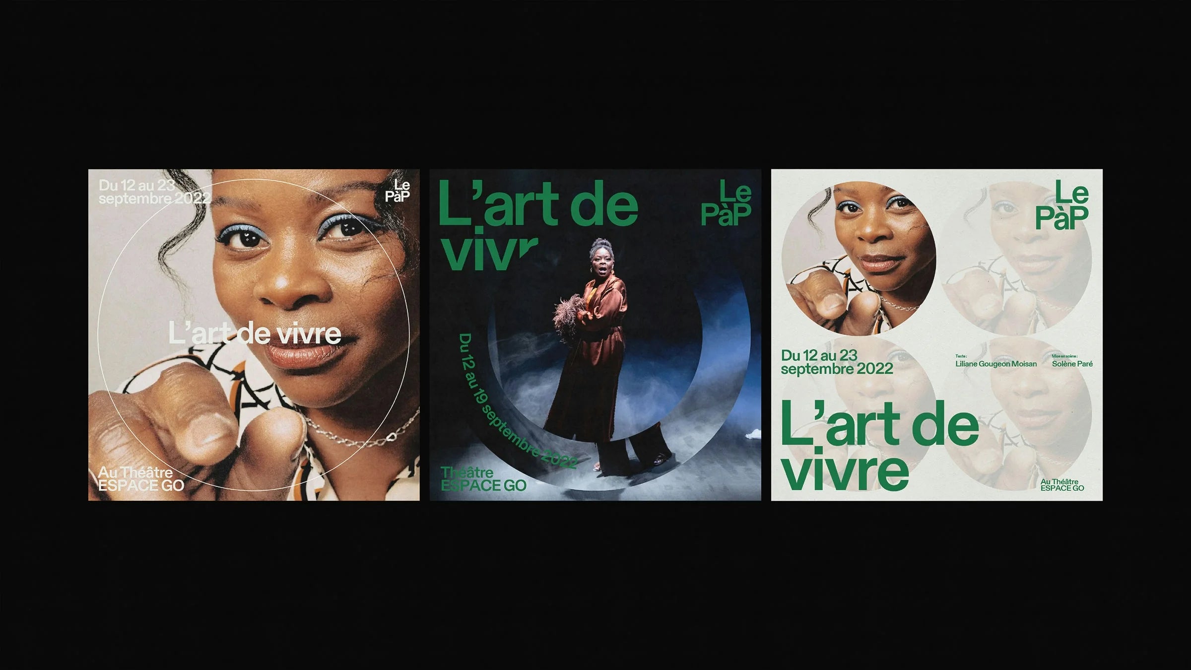 Le PàP — trois pochettes « L'art de vivre » au Théâtre Aux Écuries, portraits de comédiennes