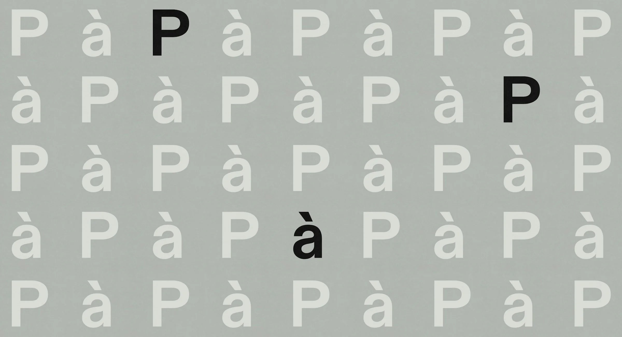 Le PàP — motif répété des lettres « P à » en gris, quelques caractères accentués en noir